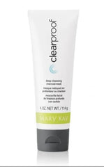 Mary Kay Clear Proof Charcoal Mask application on cheek, illustrating pore-cleansing action.