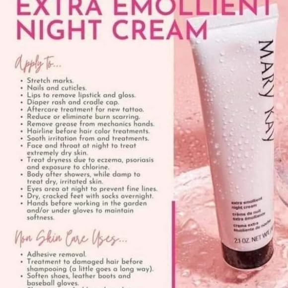 Mary Kay Extra Emollient Night Cream jar closeup highlighting rich hydration.