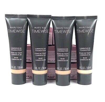 Mary Kay TimeWise Luminous 3D Foundation Ivory N160 being applied with brush for smooth texture.