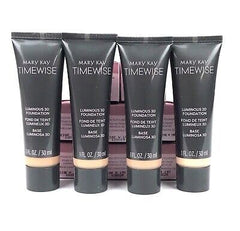 Mary Kay TimeWise Luminous 3D Foundation Ivory N160 being applied with brush for smooth texture.