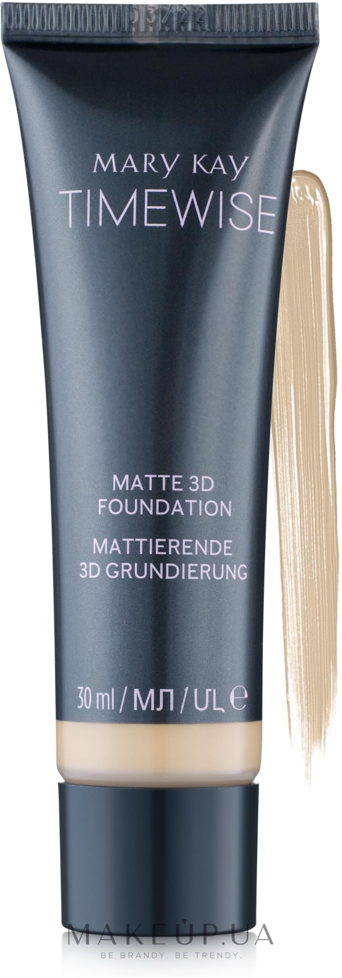 Mary Kay TimeWise Matte 3D Foundation Ivory C110 bottle with pump for smooth, oil-control application.