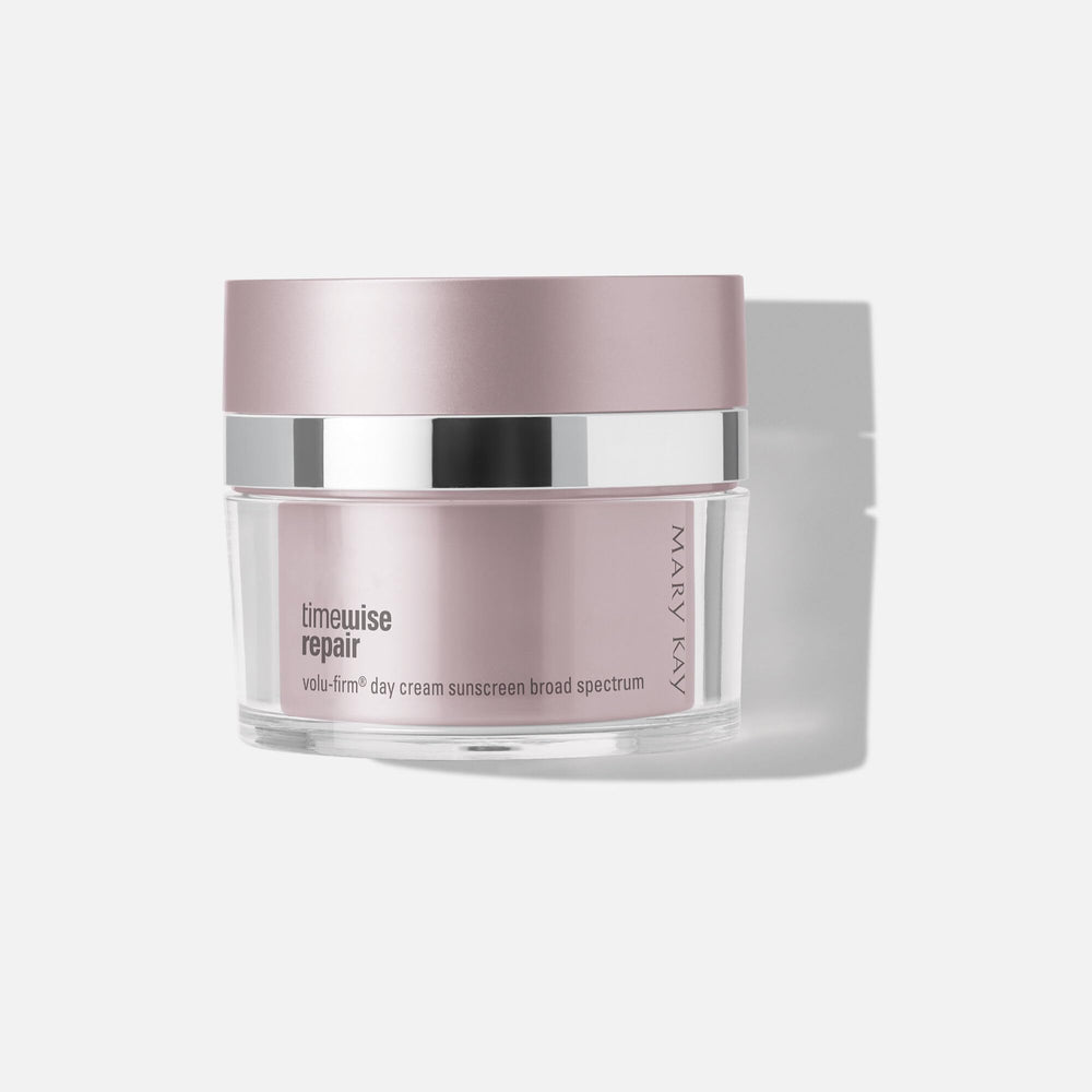 Mary Kay TimeWise Repair Volu-Firm Day Cream SPF 30 jar for daily hydration and protection.