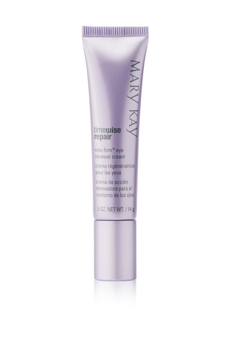 Mary Kay TimeWise Repair Volu-Firm Eye Renewal Cream bottle closeup with hydrating focus