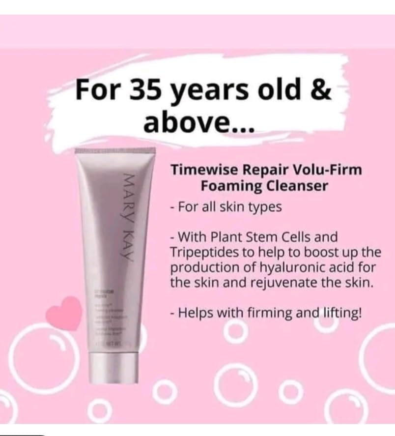 Mary Kay TimeWise Repair Volu-Firm Foaming Cleanser application routine demonstrates nourishing cleansing ritual