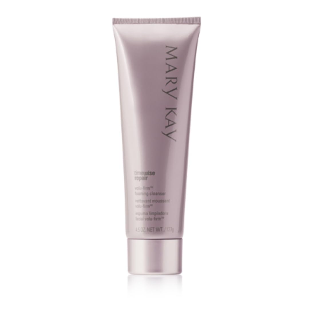Mary Kay TimeWise Repair Volu-Firm Foaming Cleanser lather close-up shows gentle cleansing and hydration