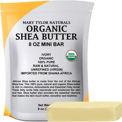Mary Tylor Naturals Organic Shea Butter 8 oz jar closeup for rich skin moisture.