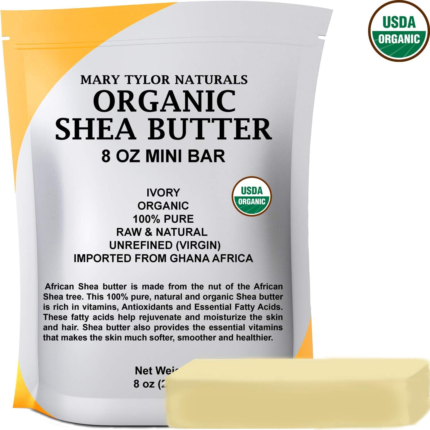 Mary Tylor Naturals Shea Butter origin Ghana emphasizes premium, pesticide-free formula for DIY projects.