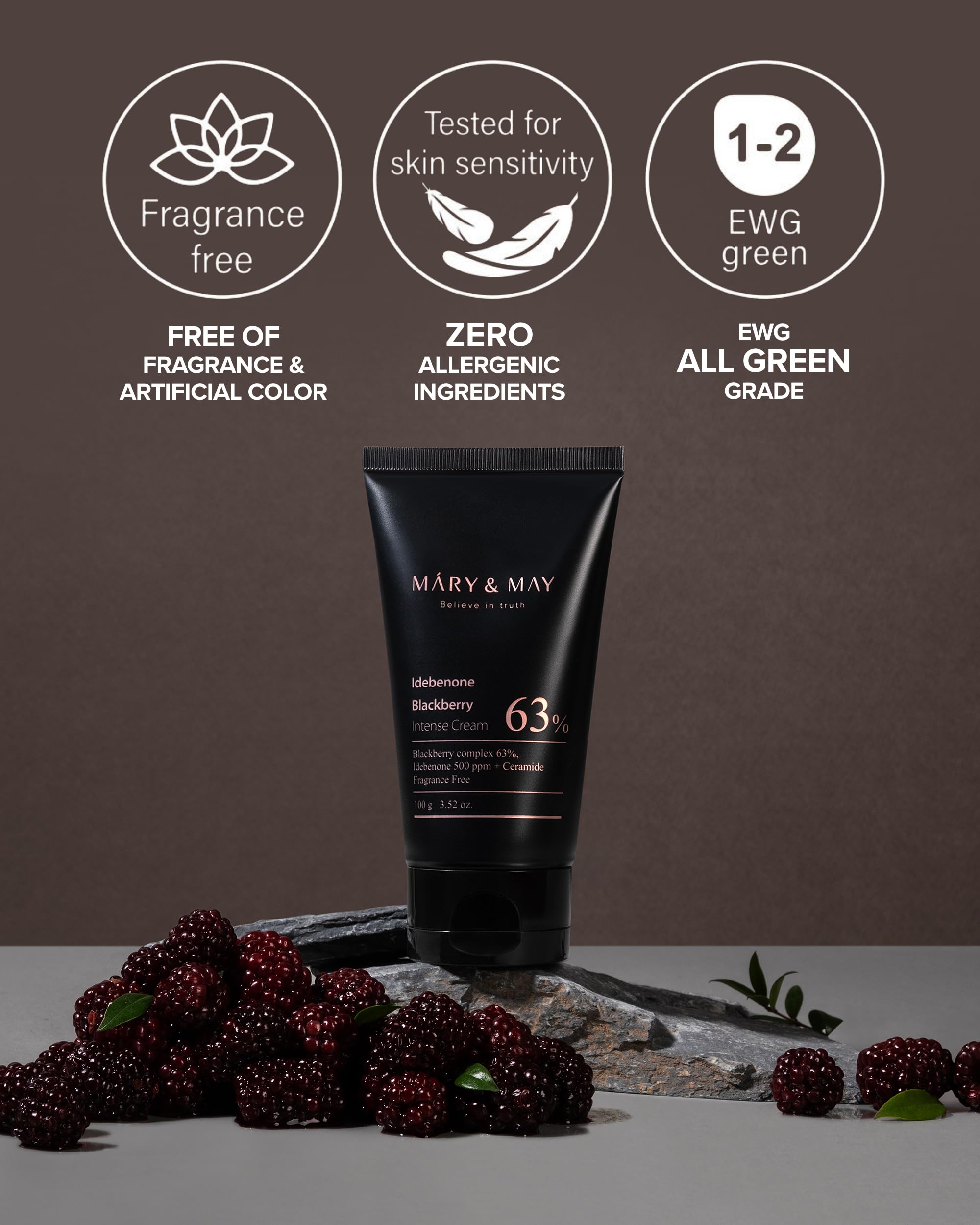 Mary&May 48-hour hydration glow supported by panthenol and humectants.