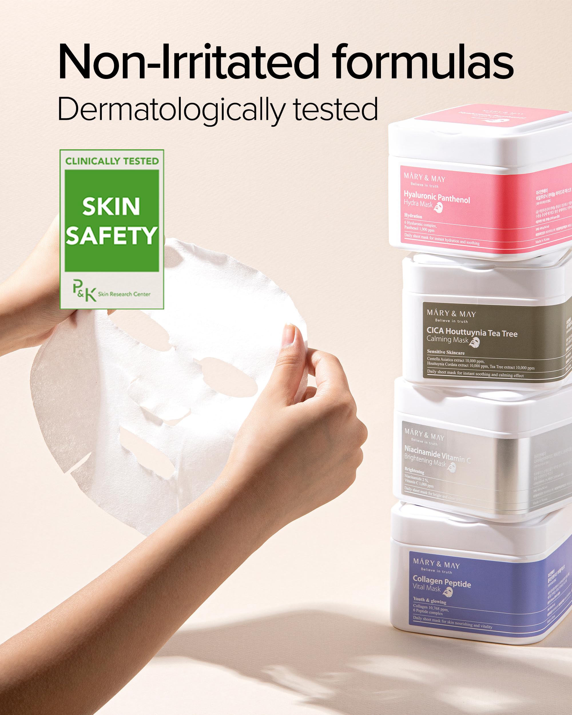 Mary&May Hydra Mask in use on clean skin providing soothing comfort.