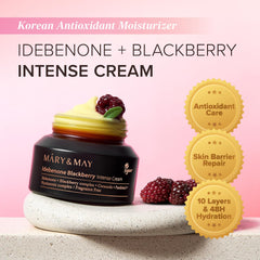 Mary&May Idebenone Blackberry Cream texture swatch demonstrating rich hydration