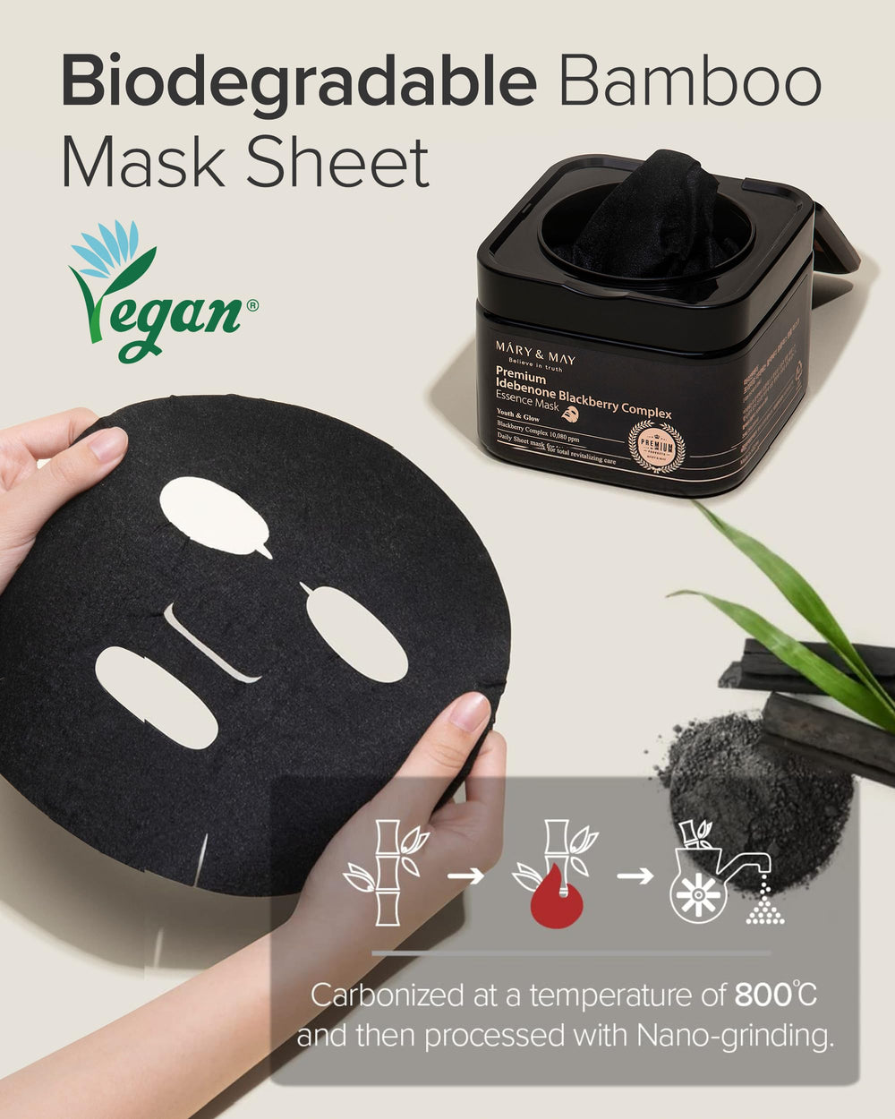 Mary&May Premium Idebenone Blackberry Complex mask worn for 10–15 minutes delivers hydration.