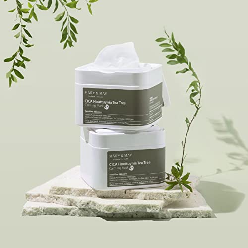 Mary&May sheet mask on the face delivers instant soothing and hydration.