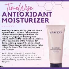 Mary Kay TimeWise moisturizer ingredient label presents the antioxidant-rich formula.