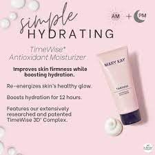 Mary Kay TimeWise moisturizer in routine scene suggests simple daily skincare steps.