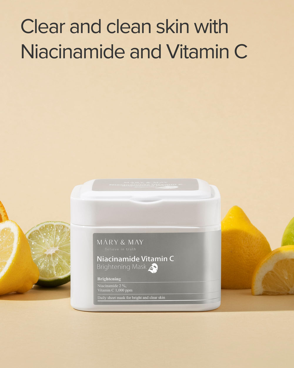 Mary&May Niacinamide Vitamin C Mask targets dark spots for even tone.