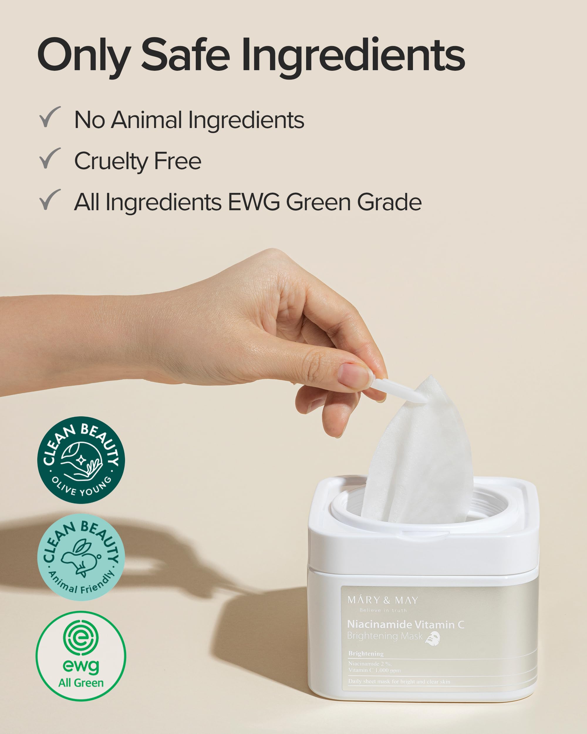 Mary&May Niacinamide Vitamin C Mask comes in a hygienic case for organized routines.