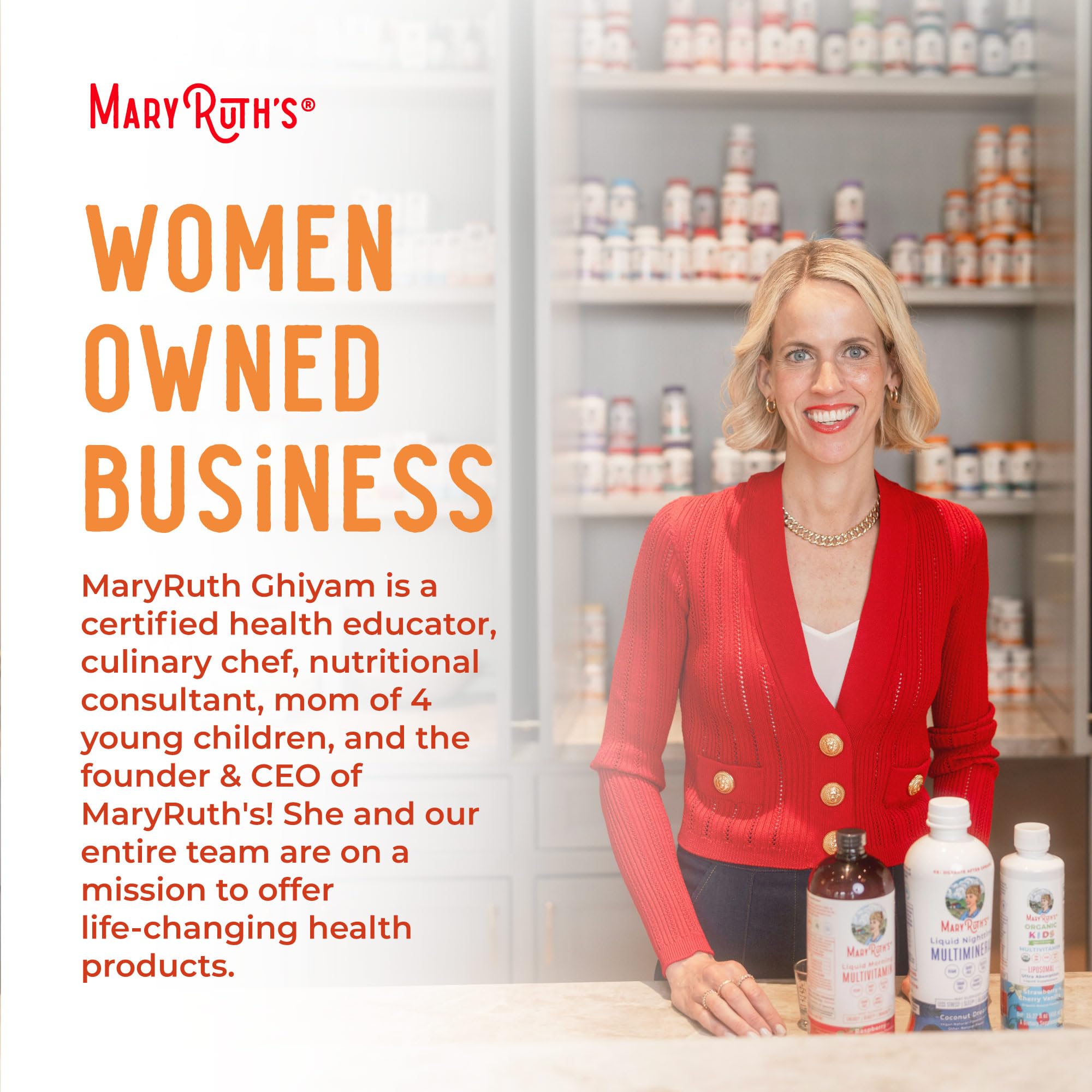 MaryRuth Organics bottle-closeup shows clear easy-to-swallow liquid multivitamin texture