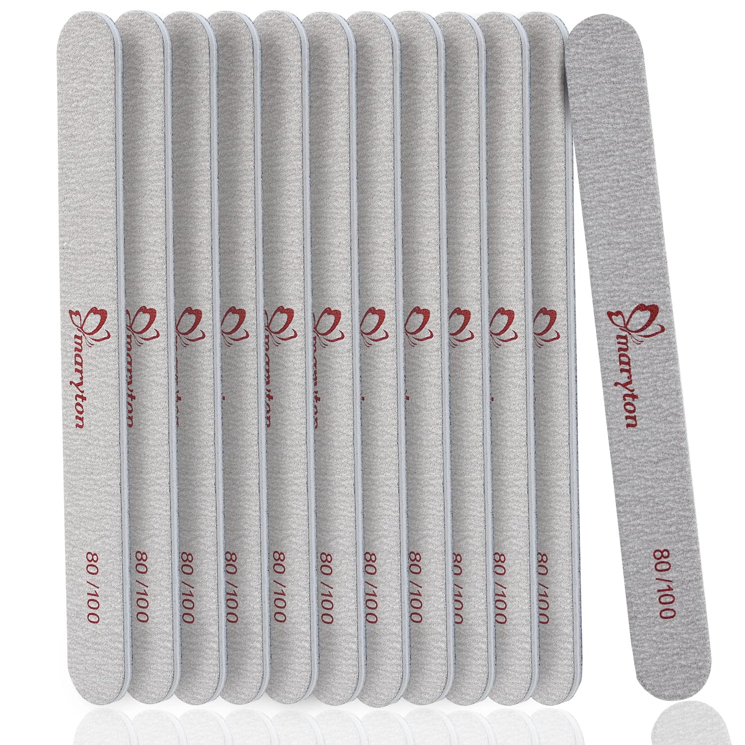 Maryton coarse nail file 80/100 grit emery board set for acrylic shaping.