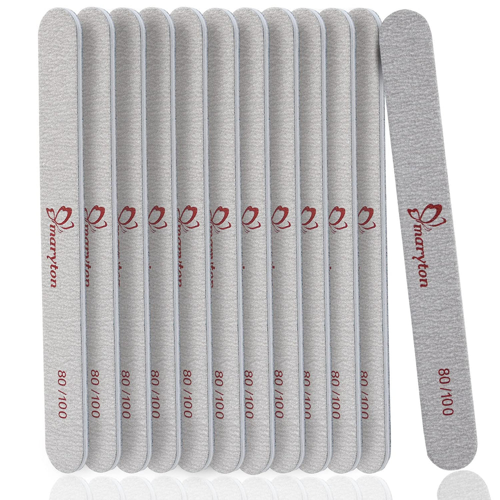 Maryton coarse nail file 80/100 grit emery board set for acrylic shaping.