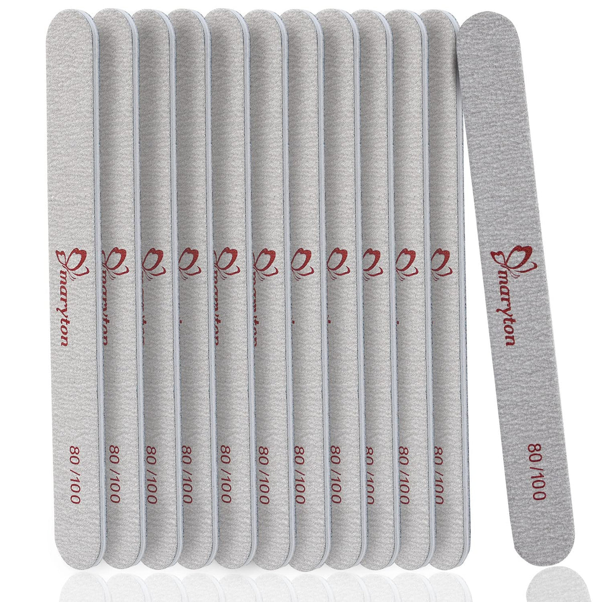 Maryton coarse nail file 80/100 grit emery board set for acrylic shaping.