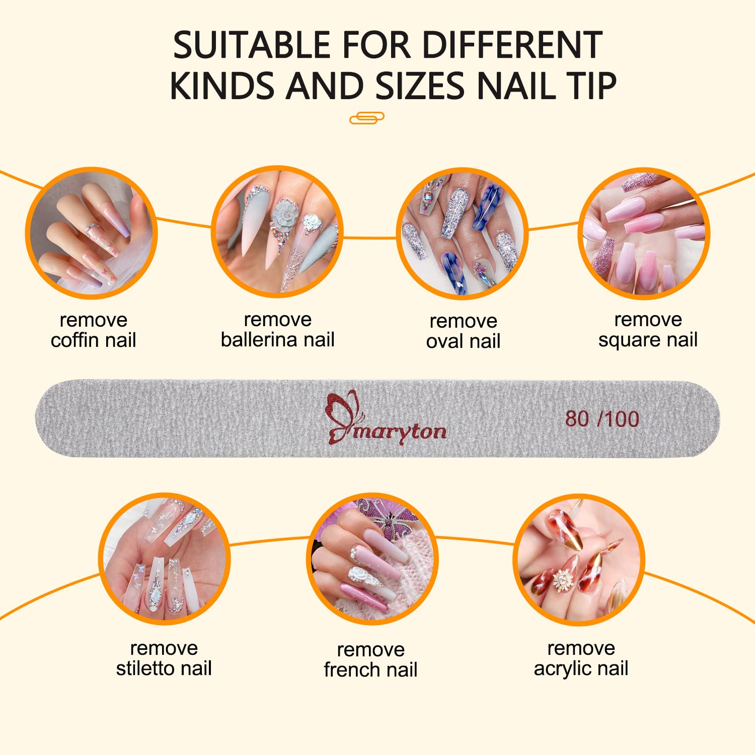 Maryton double-sided nail files with wood handles for precise at home manicures.