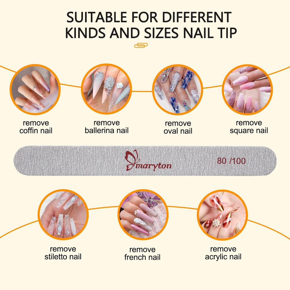 Maryton double-sided nail files with wood handles for precise at home manicures.
