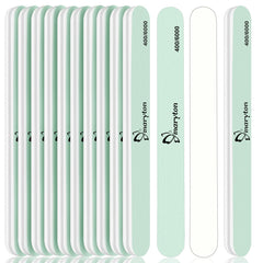 Maryton nail buffer green 400 grit smooths the nail surface for prep.