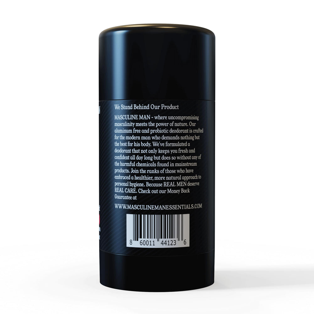 MASCULINE MAN 24-hour odor protection shot conveys all-day freshness potential.