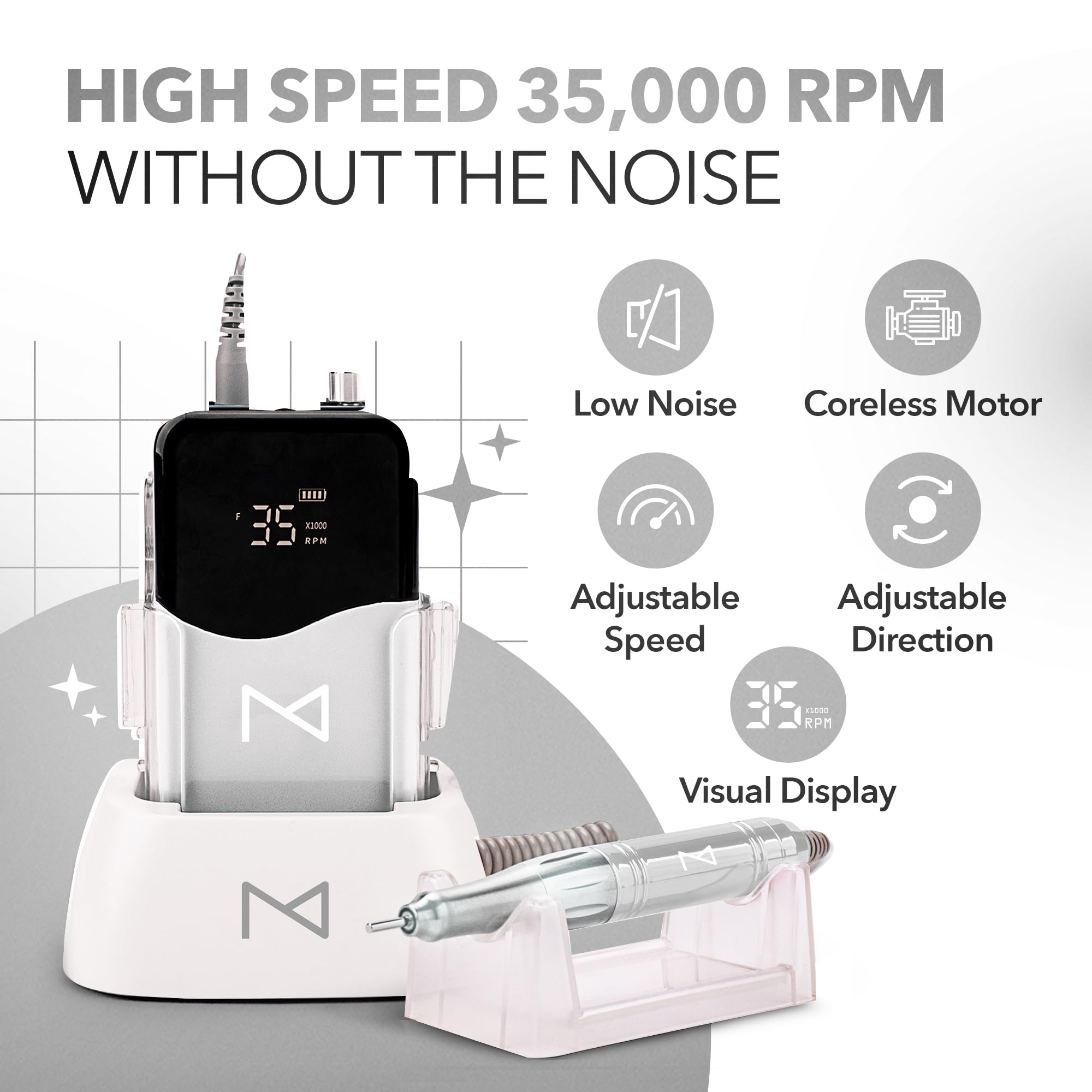 Mase 2-in-1 design nail drill for salon or home use versatility