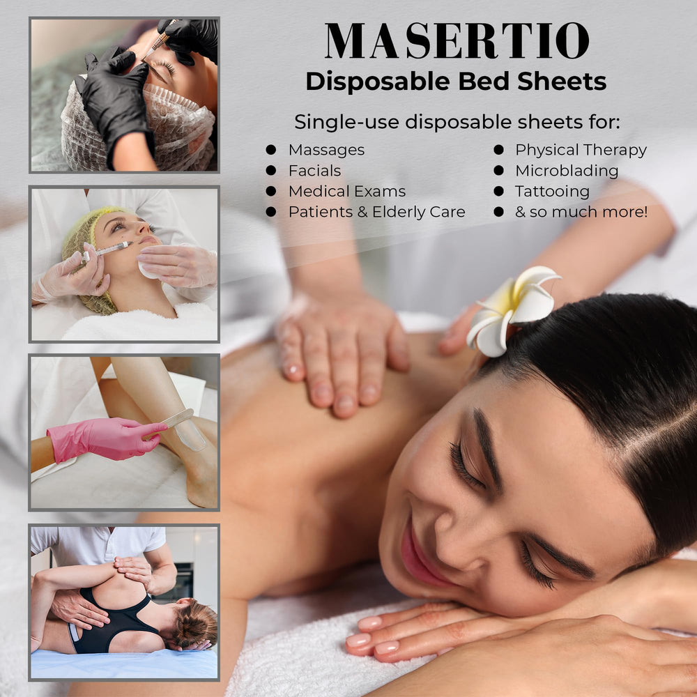 MASERTIO bed cover features a face-cut-out for comfortable treatments.