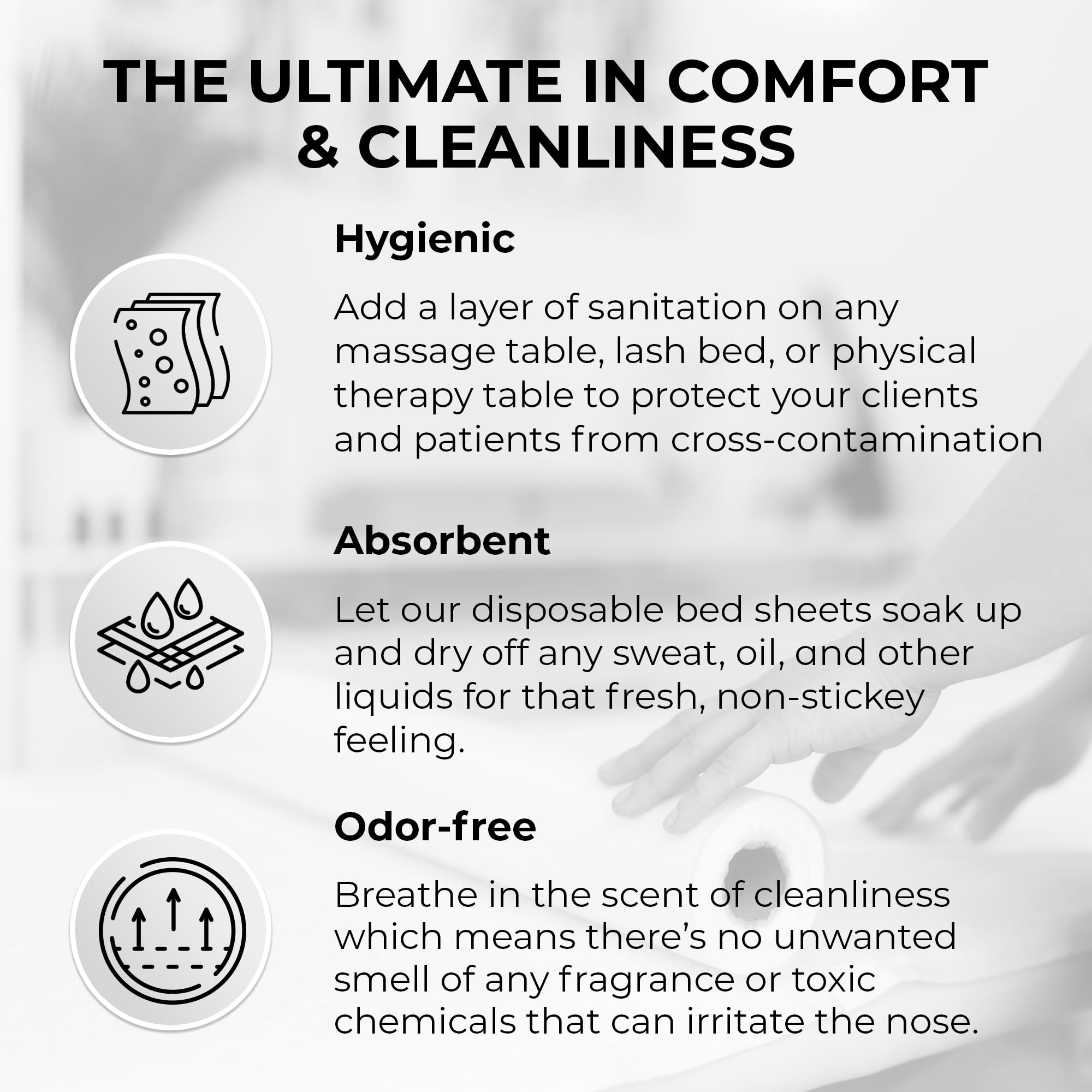 MASERTIO moisture-resistant material keeps treatment areas clean and protected.