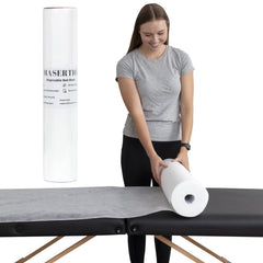MASERTIO disposable massage bed cover roll with 60 sheets for quick hygiene.