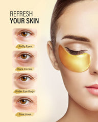 Maskiss 24k Gold Under Eye Patches closeup highlighting 24k gold particles for premium eye care