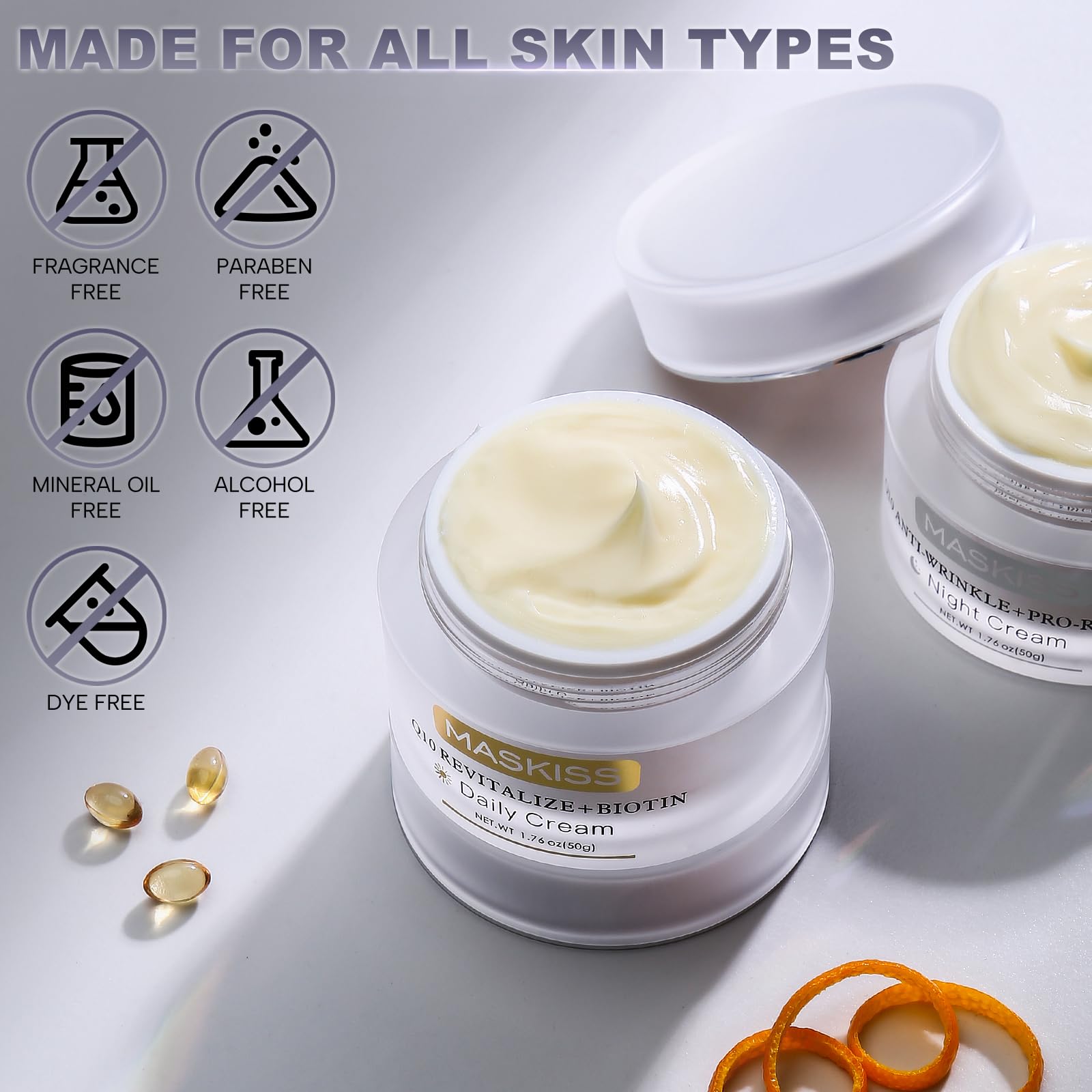 Maskiss daily skincare routine scene featuring neck and face care.