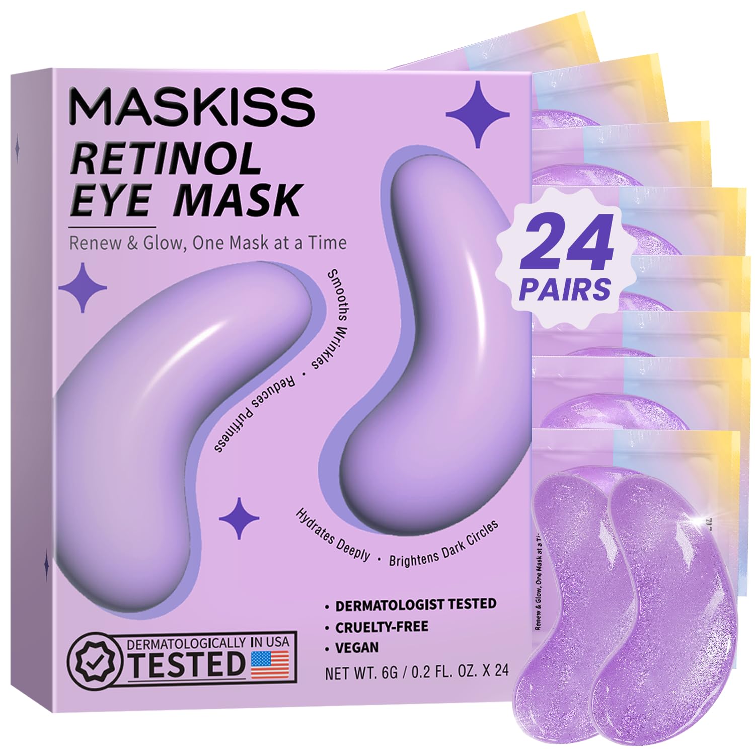 Maskiss Retinol Under-Eye Patches packaging promotes gift-ready presentation for skincare fans.