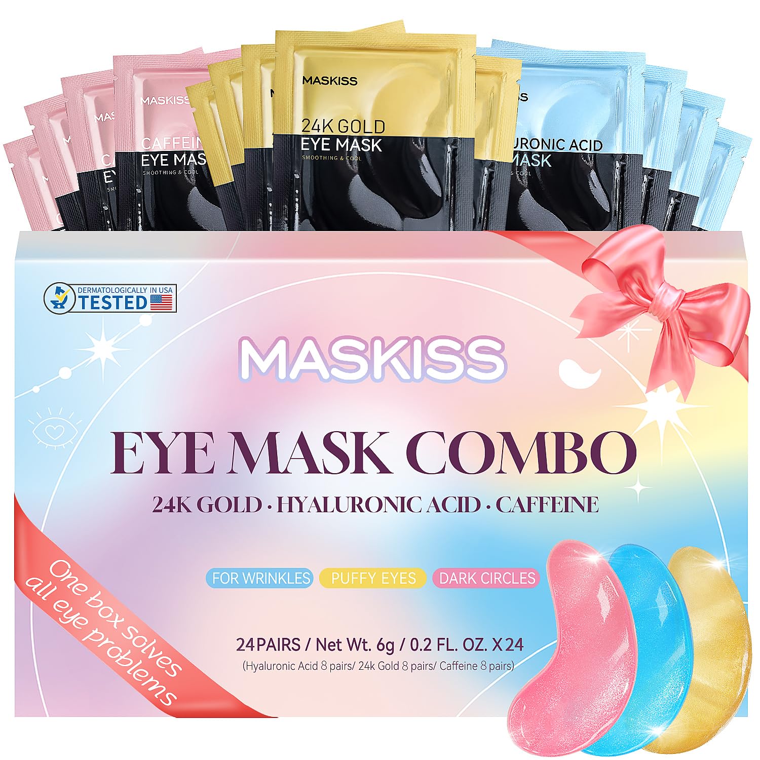 Maskiss Under Eye Patches gift box showing 24 pairs for brighter-looking under eyes