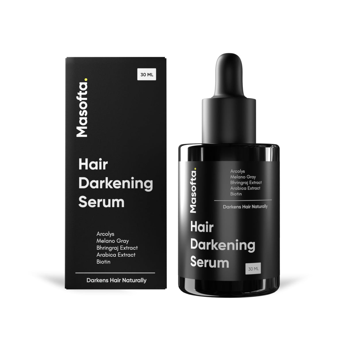 Masofta Anti Gray Hair Serum bottle with premium packaging for natural color boost.