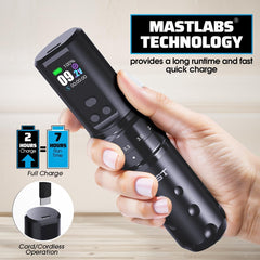 MAST TATTOO Fold2 Pro Mcore motor close-up shows powerful, smooth performance.