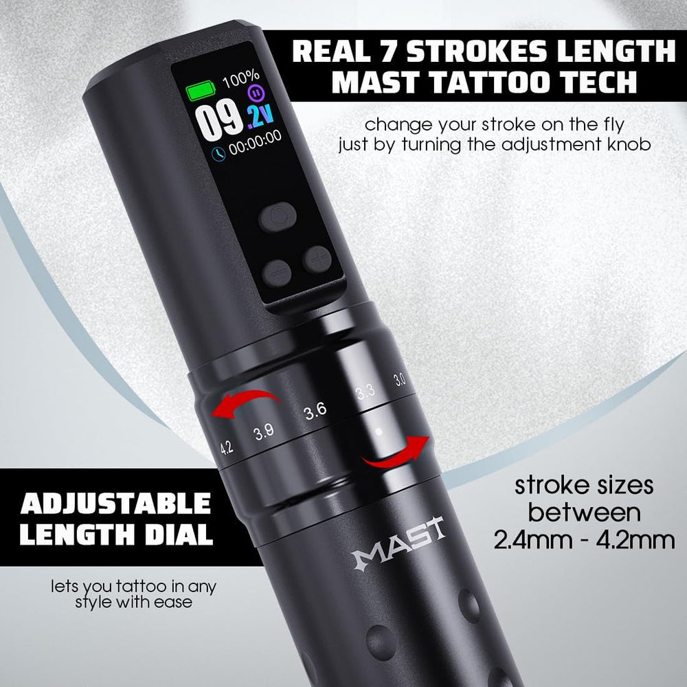 MAST TATTOO Fold2 Pro wireless pen setup offers freedom during large-session tattoos.