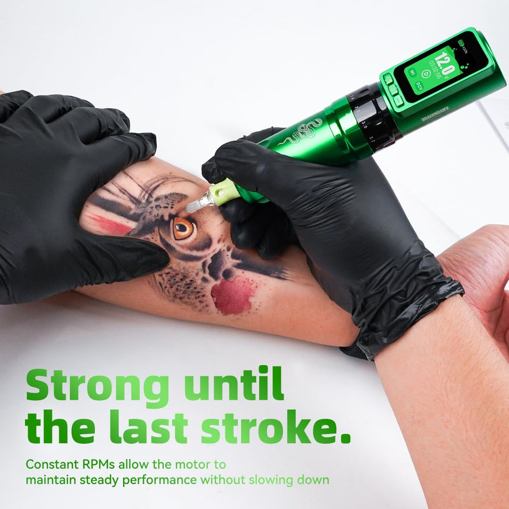 MAST TATTOO Direct-drive system close-up showing stable ink transfer.