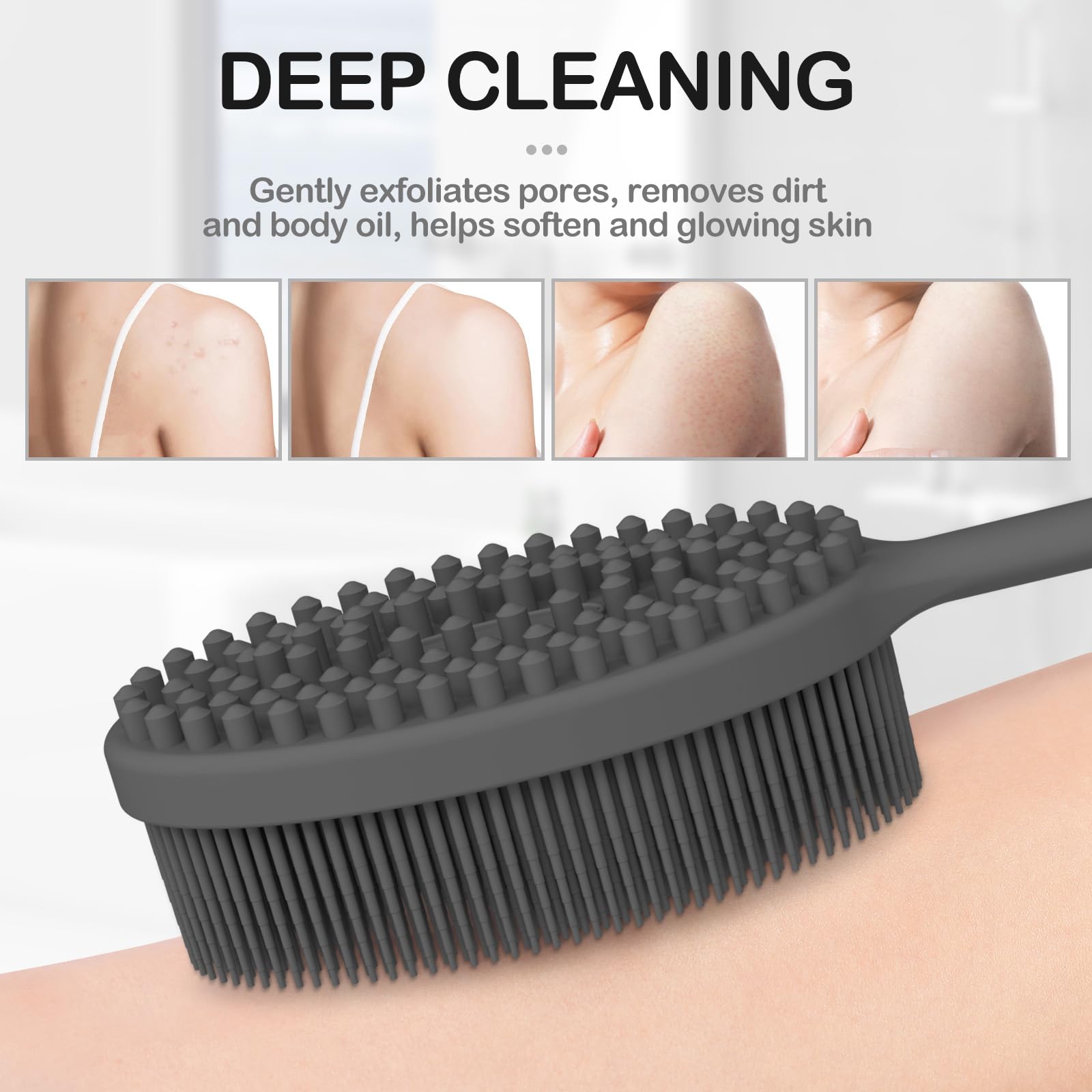 MateeyLife dos caras silicona exfoliante para cuerpo con textura suave y firme.