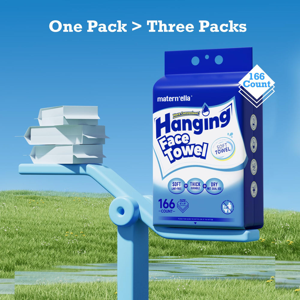 Matern'ella hanging dry wipes durable material withstands daily use without tearing.