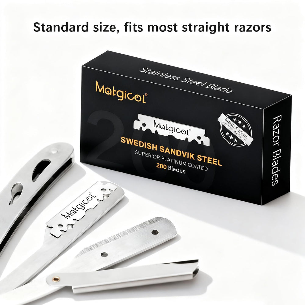 MATGICOL premium platinum-chromium blades deliver barbershop-quality shaving precision.