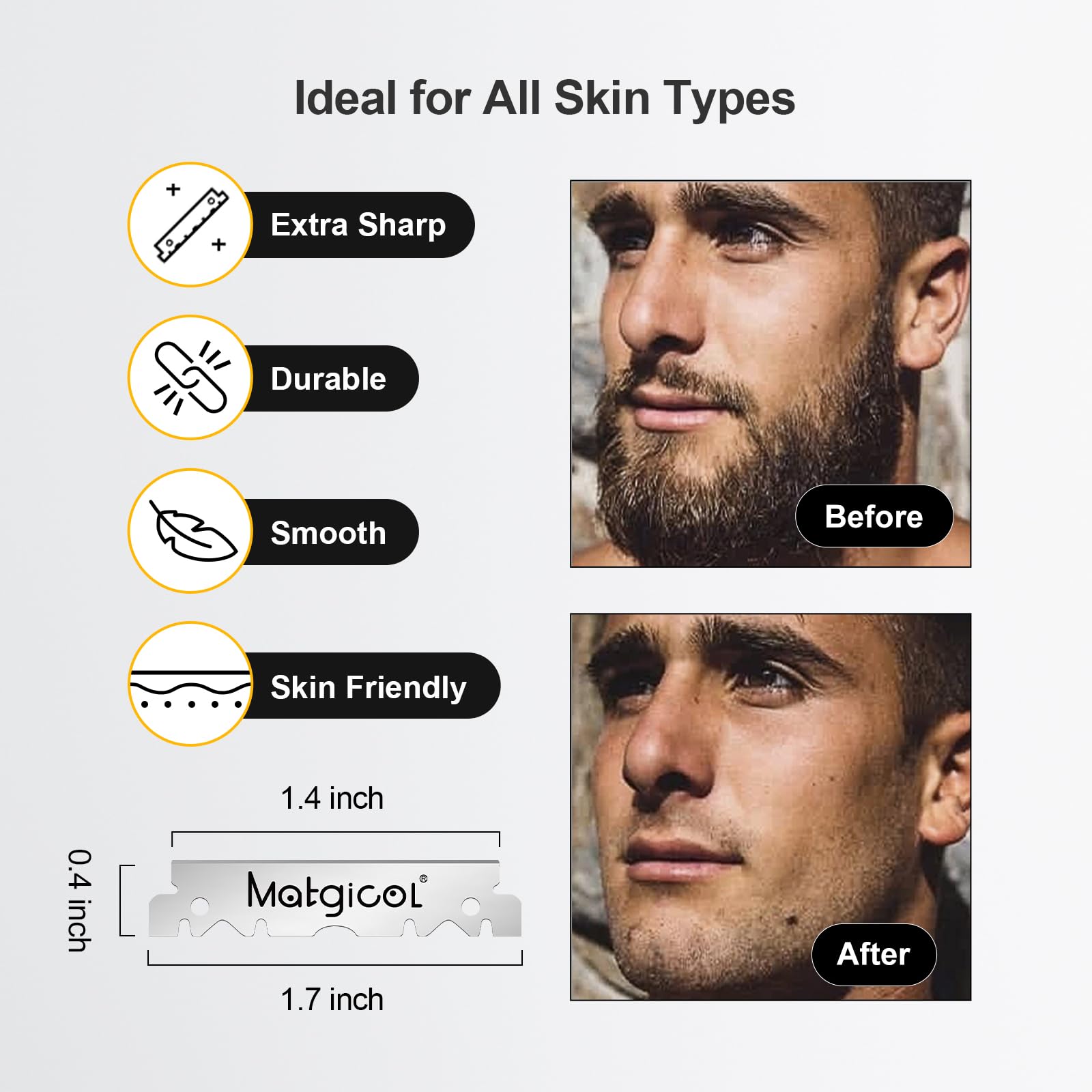 MATGICOL individually wrapped blades stay safe and ready-to-use straight razor refills.
