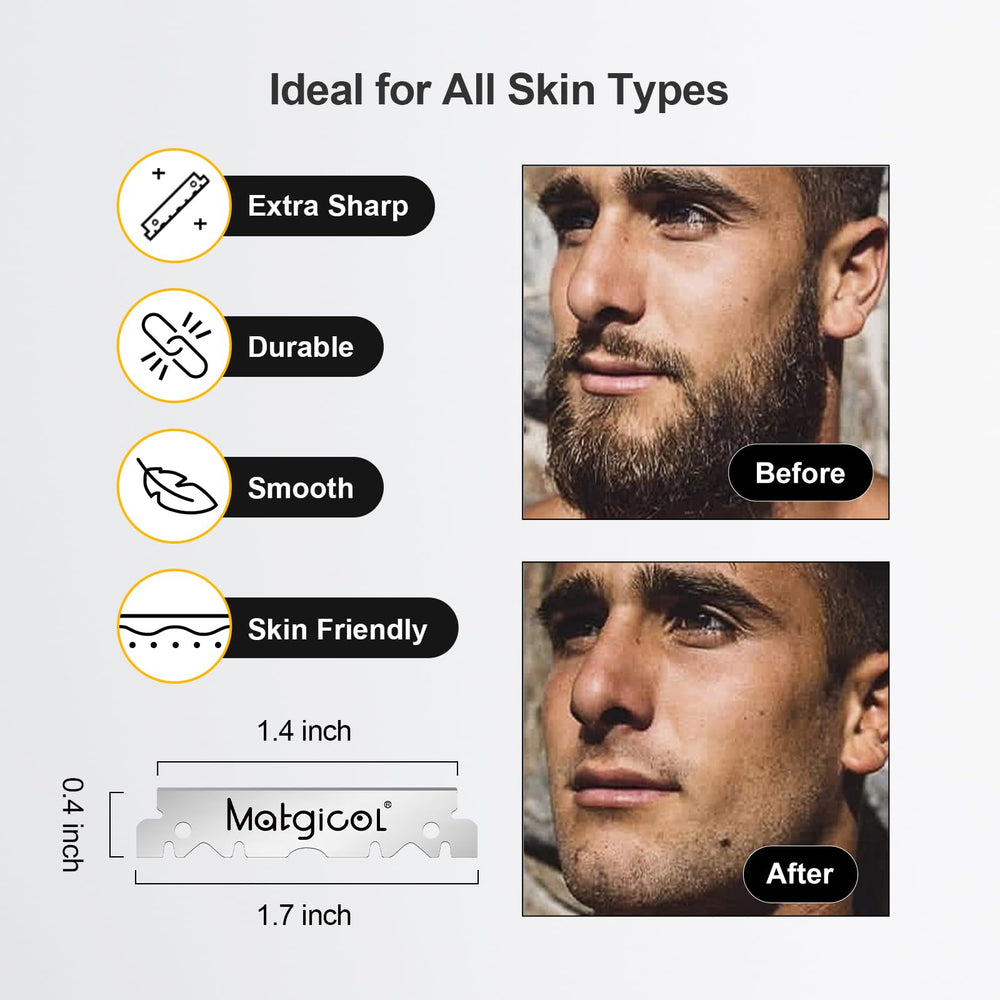 MATGICOL individually wrapped blades stay safe and ready-to-use straight razor refills.