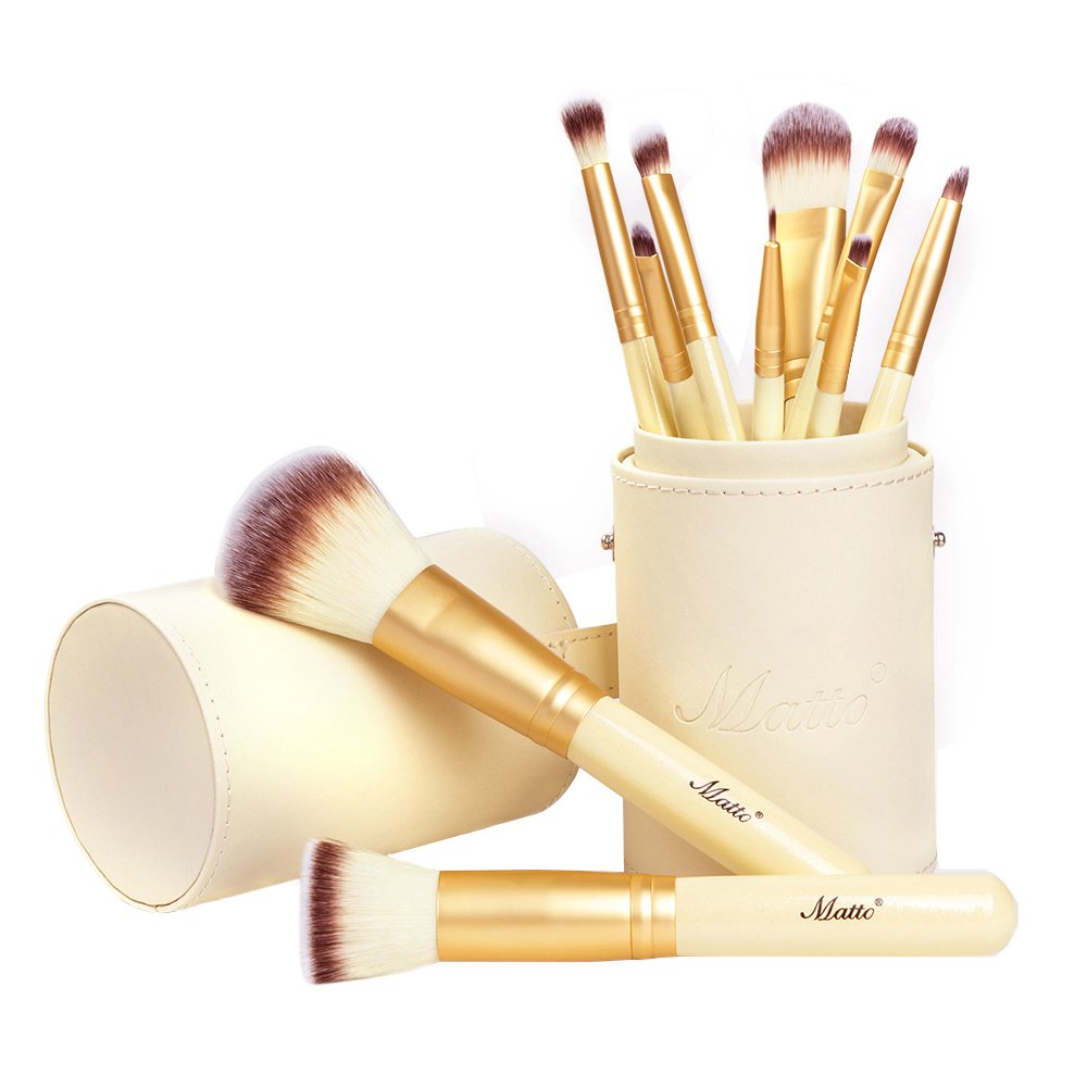Matto 10-piece golden makeup brush set packaging highlights premium quality for gifting