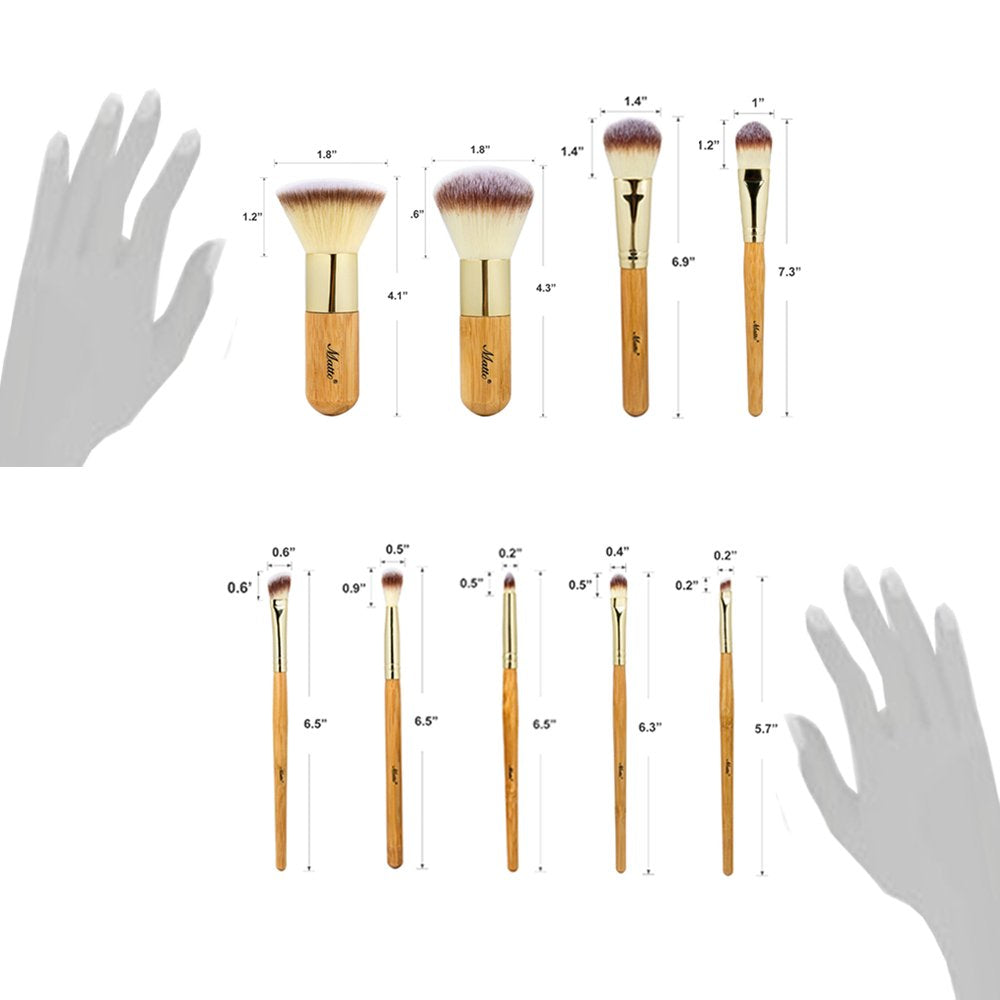 Matto brush set versatility for powders, creams, liquids, and minerals.