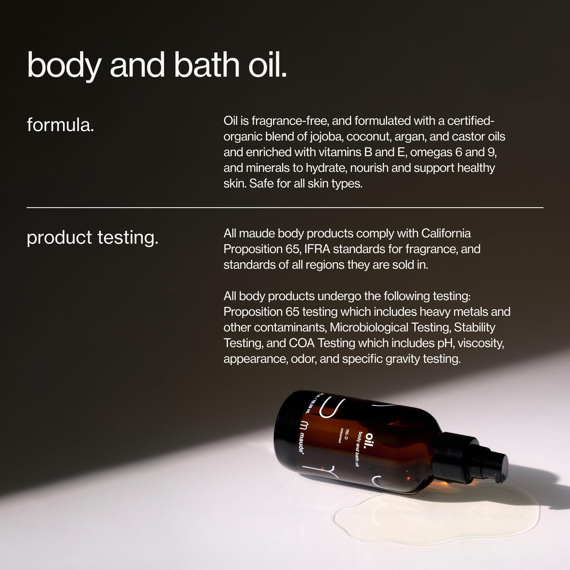 Maude Oil No. 0 bath-use scene highlights soothing bath oil benefits