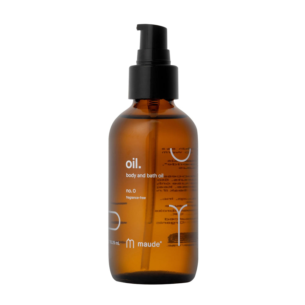 Maude Oil No. 0 bottle front shows premium organic moisturizer