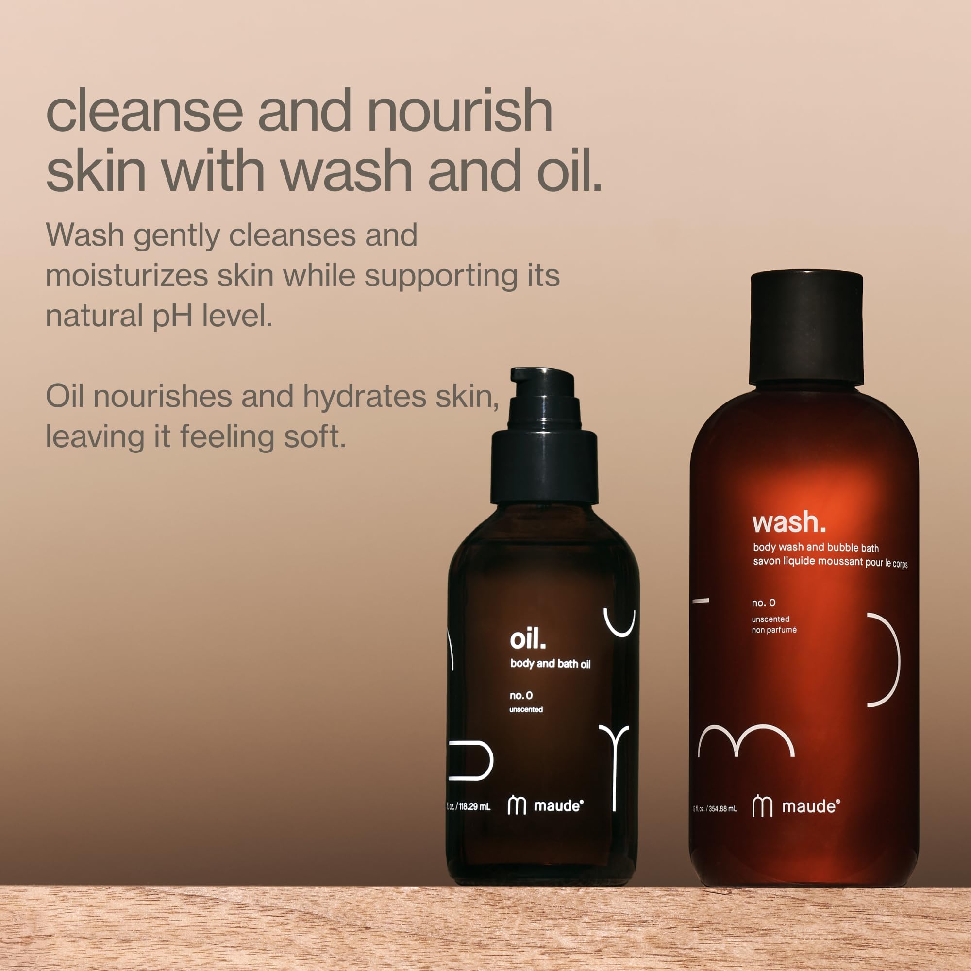 Maude Oil No. 0 jojoba-ingredient suggests skin-friendly moisturization with vitamins